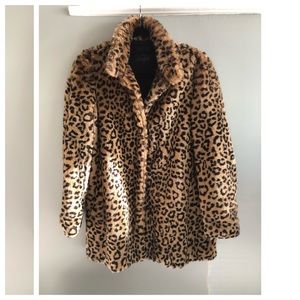 Zara Leopard Print Faux Fur Coat Jacket